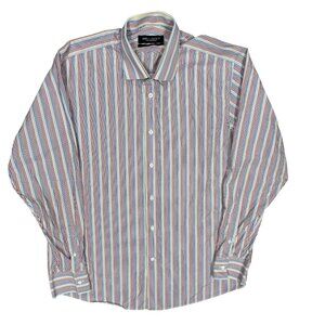 Spier & Mackay Contemporary Multicolor Striped Dress Shirt Cotton 43 17 XL